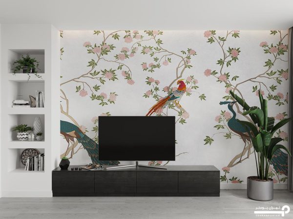 پوستر دیواری طاووس و گل ریز 10191800 - Image 3