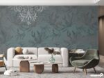 پوستر دیواری طرح گل داماس و برگ 13015200