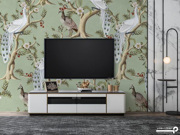 پوستر دیواری لاکچری طاووس گل ریز 10197900 - Image 3