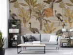 پوستر دیواری لاکچری پرنده و برگ 10164400
