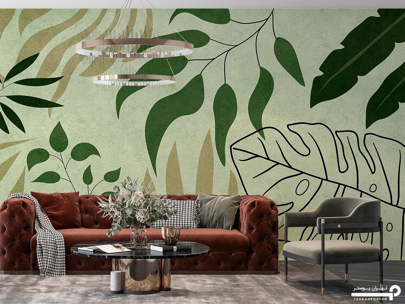 کاغذ دیواری طرح برگ